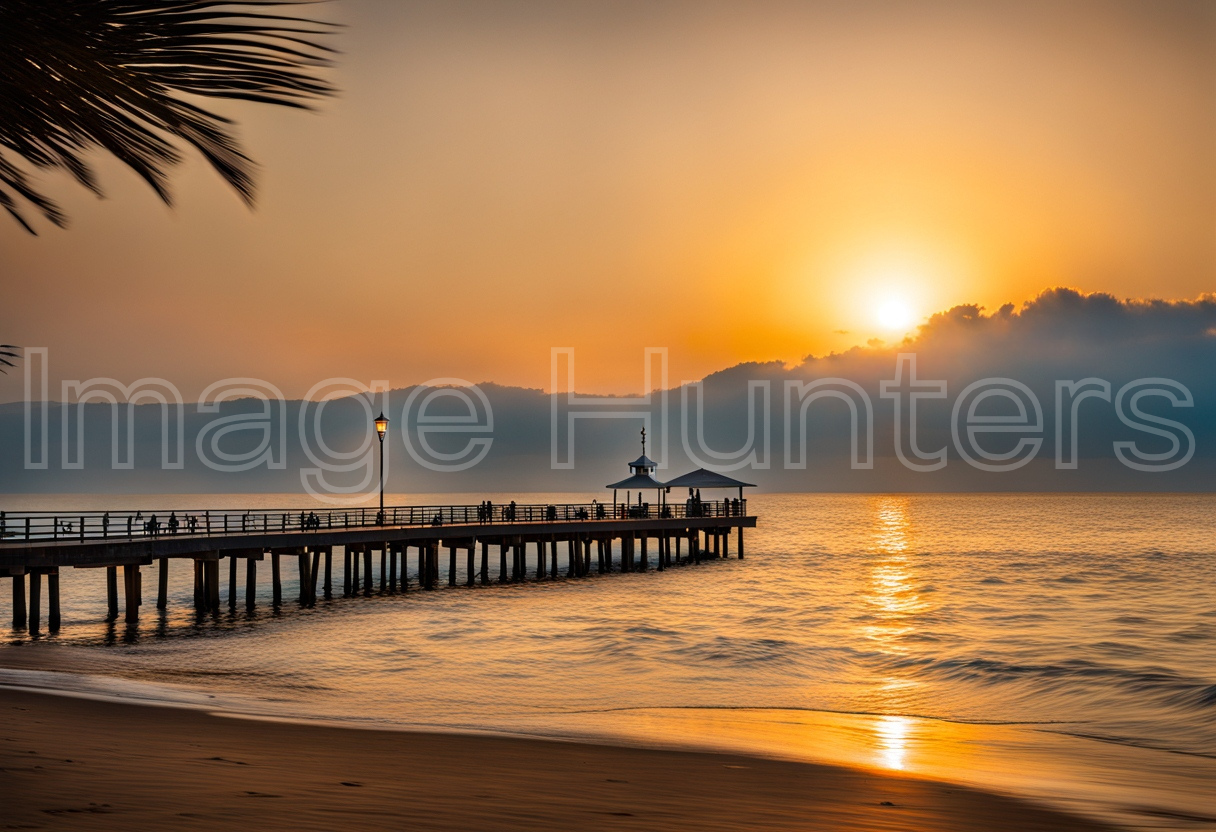 Seaside Pier at Golden Sunset