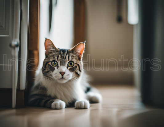 Cat Gazing at Camera in Room