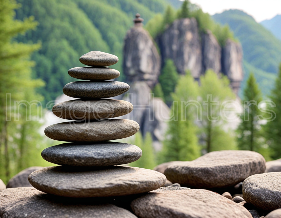 Close-Up of Zen Stone Stack in Nature