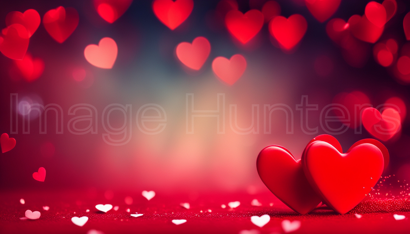 Red Hearts on Romantic Bokeh Background