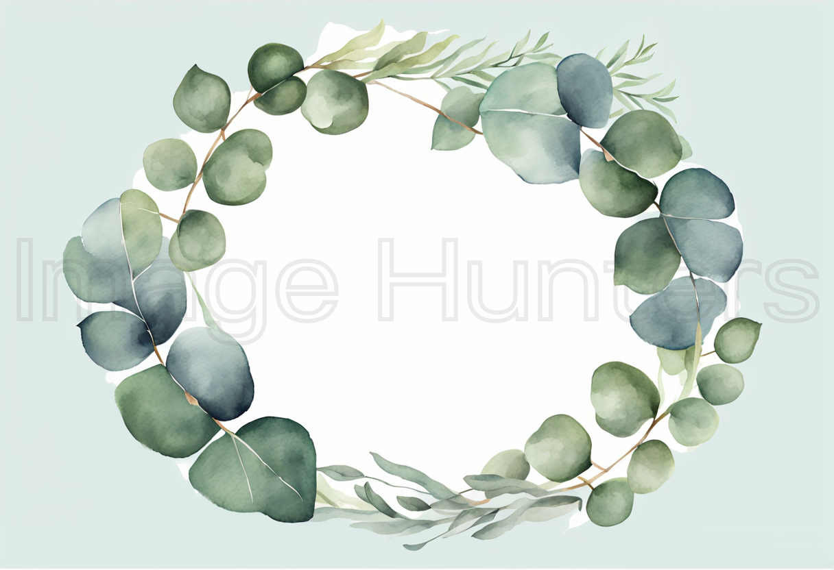 Eucalyptus Watercolor Wreath for Invitations, Cards, Posters