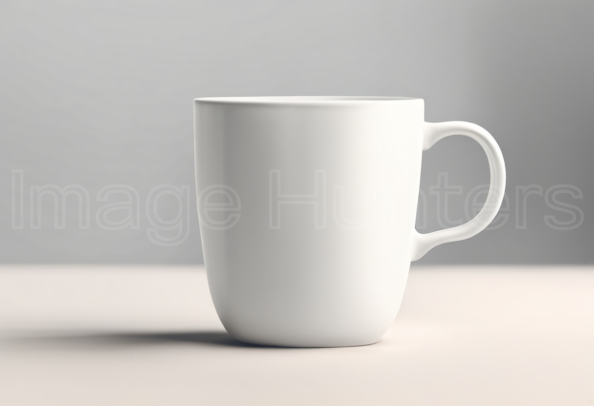 Clean white ceramic cup mockup on neutral background