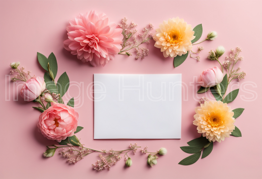 Spring Flowers Greeting Card Blank Template