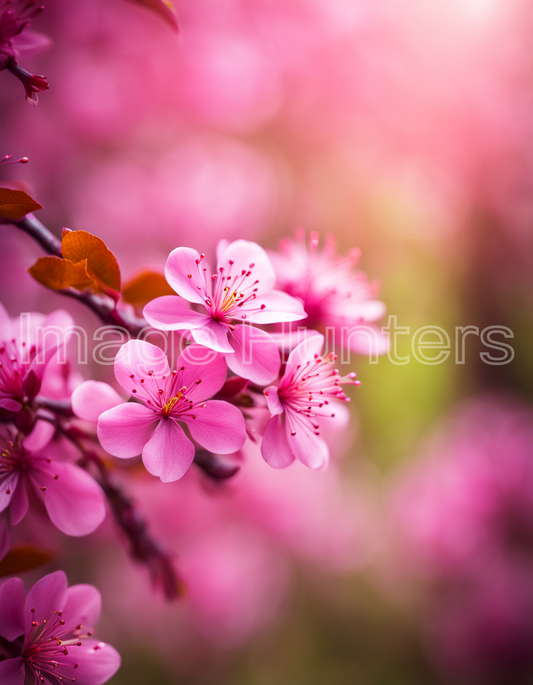 Close-up of pink flowers on a tree