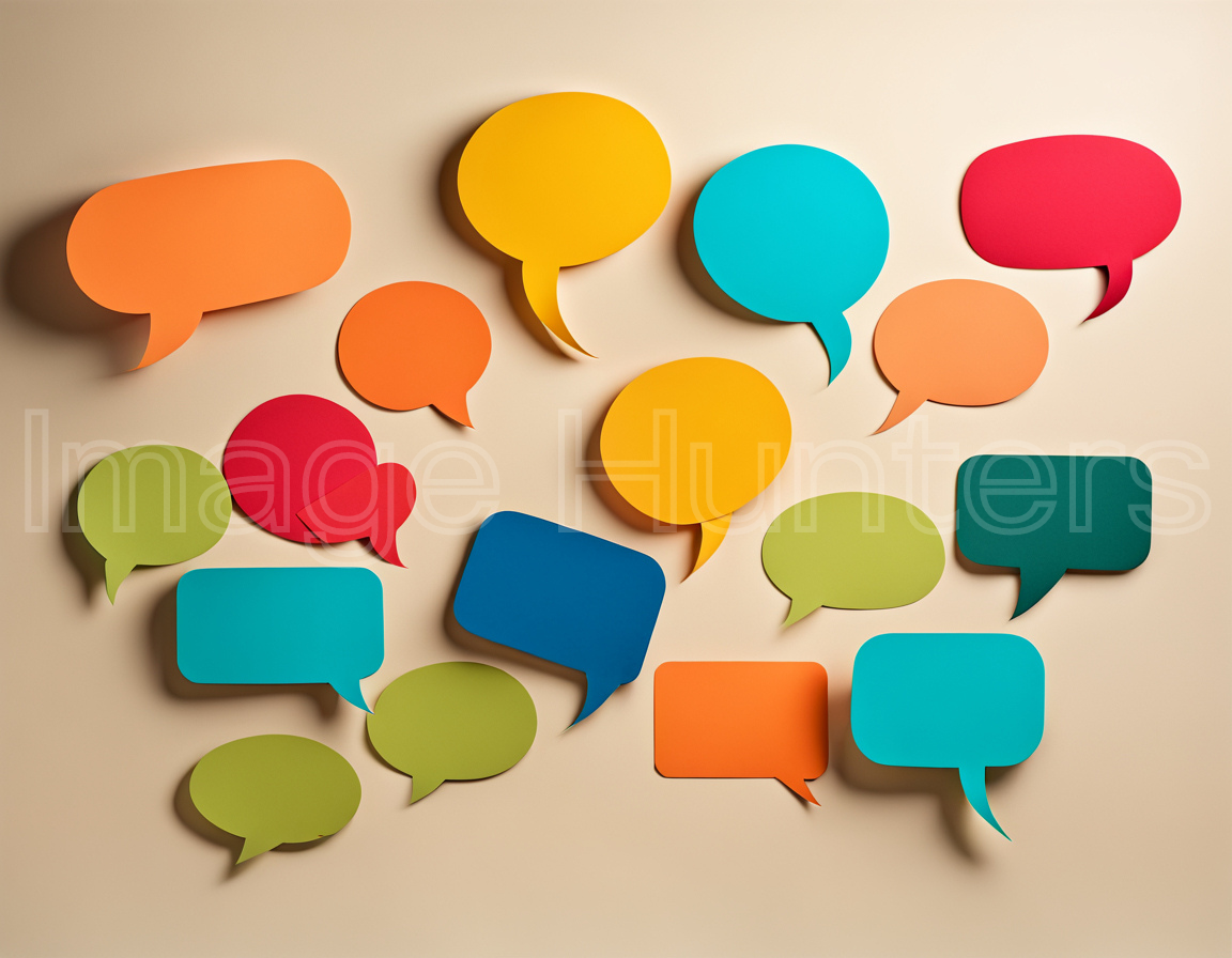 Colorful Speech Bubbles on Cream Background