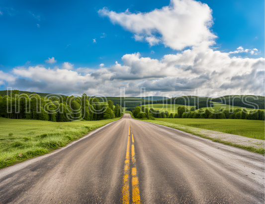 Country Road Through Hills and Thick Forest