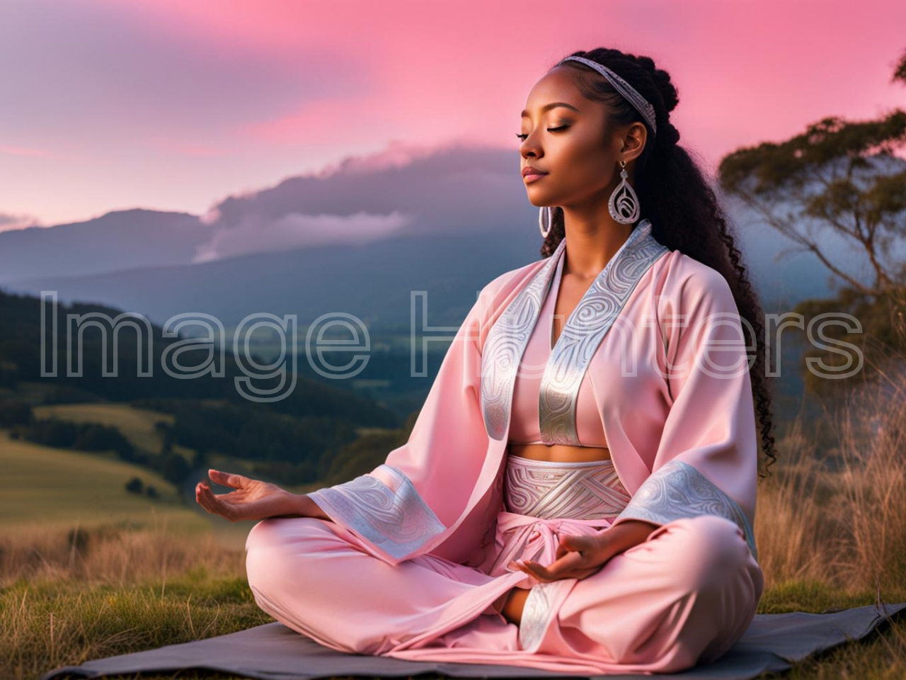 Woman's Peaceful Countryside Meditation