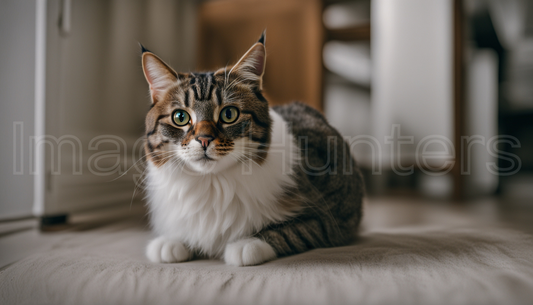 Cat Gazing at Camera in Room