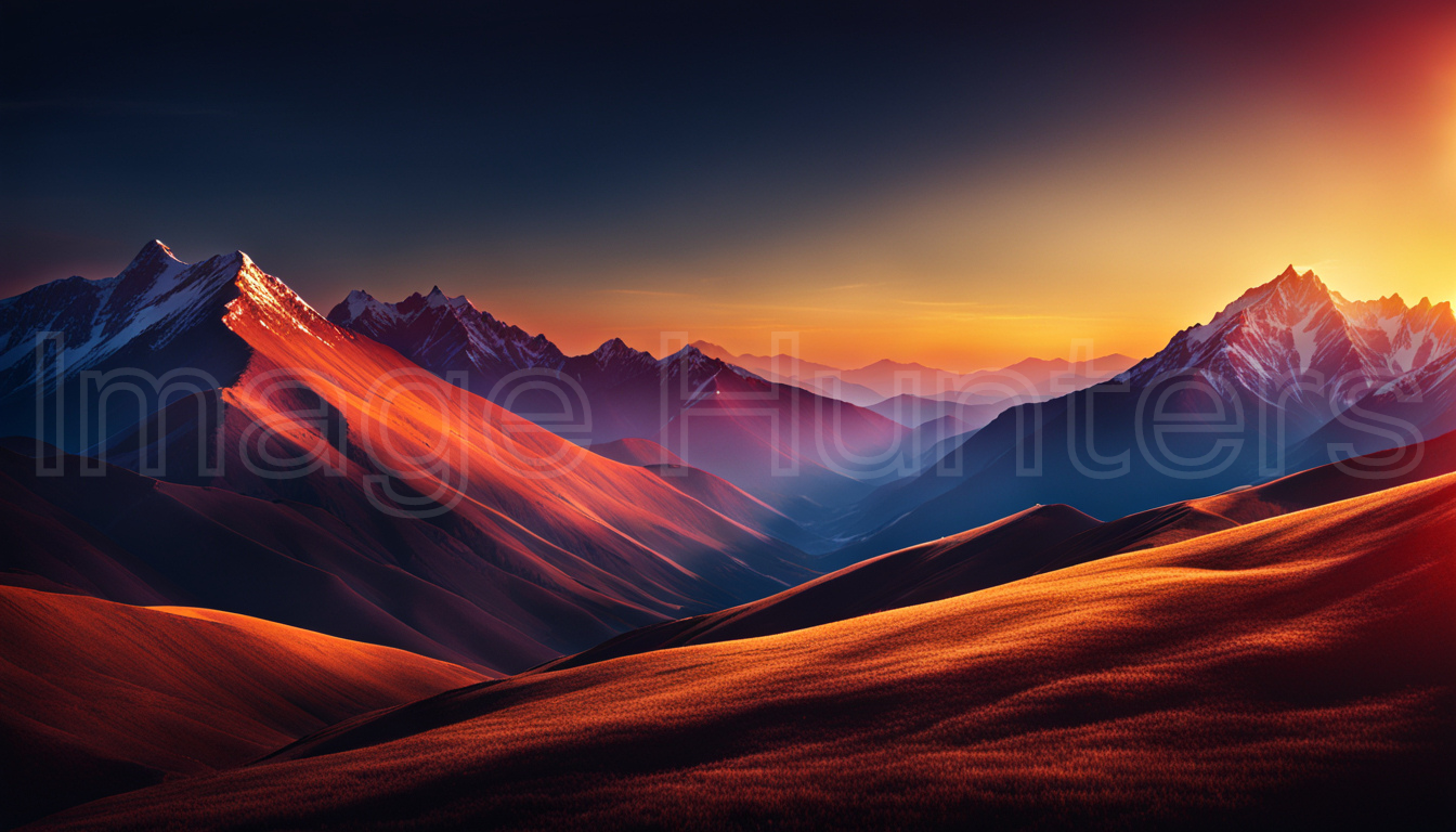 dark mountain landscape featuring stunning layers during sunrise and sunset