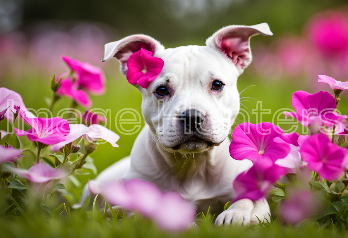 Staffordshire Bull Terrier with Petunia