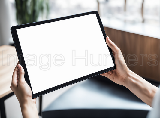 Hand-held Digital Tablet Mockup with Blank Screen