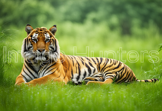 Bengal Tiger Resting in Grass