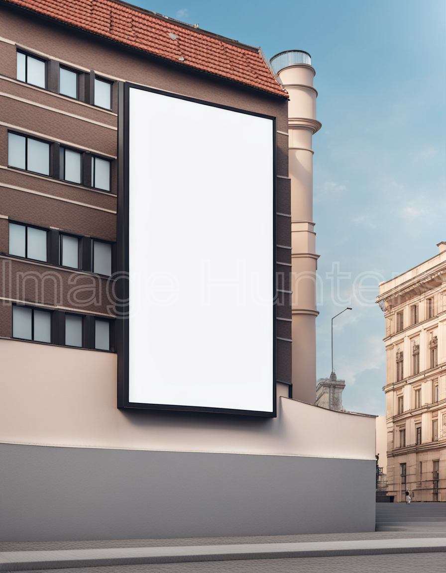 Blank Billboard on Building for Design Presentation Mockup