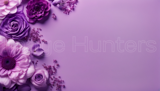 Purple Flowers on Lavender Background with Text Space