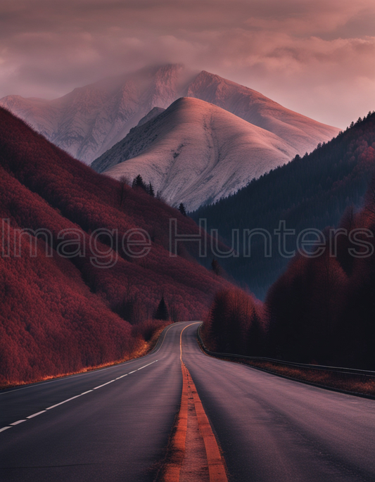 Aesthetic Mountain Road in Scenic Landscape