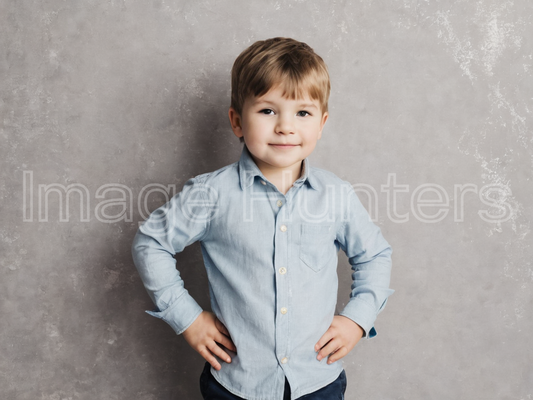 Young Boy Striking a Pose in a Professional Studio Setting