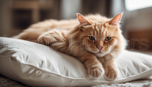 Cat Resting on Home Pillow