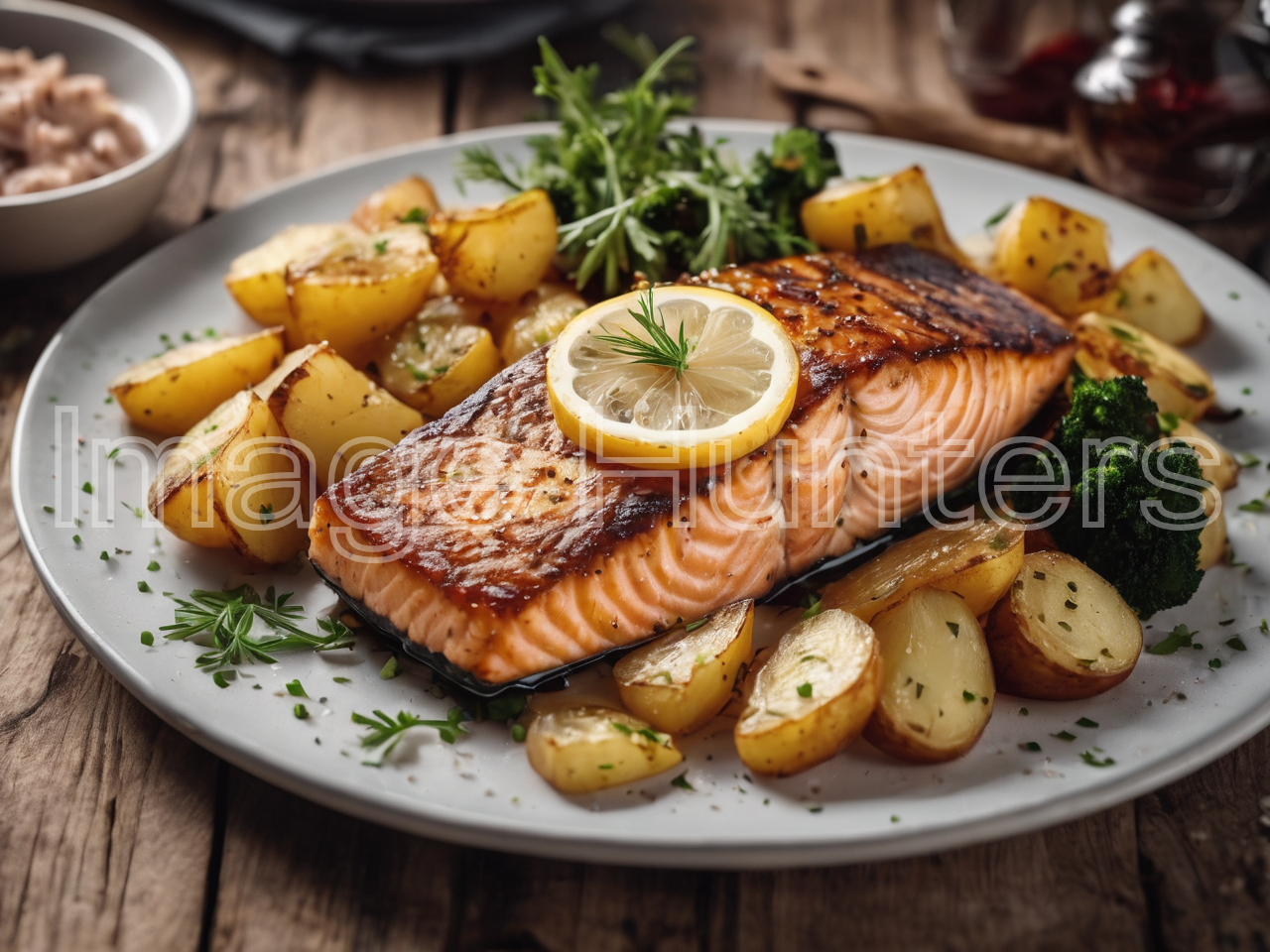 Grilled Salmon with Potatoes and Veggies