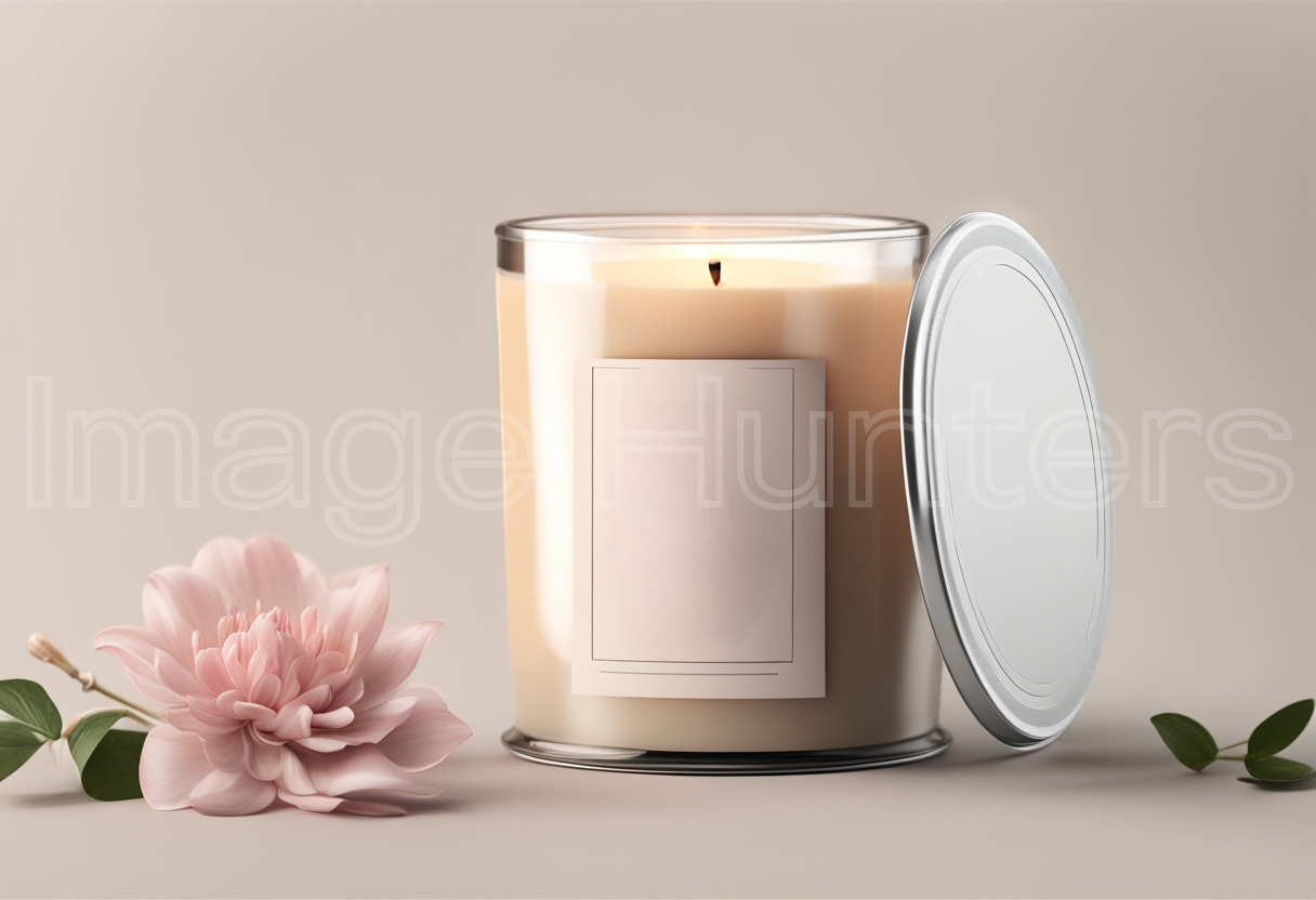 Scented Candle Mockup with Blank Label