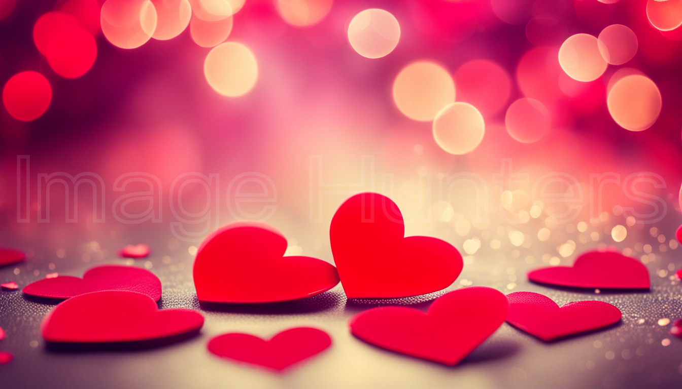 Red Hearts on Romantic Bokeh Background