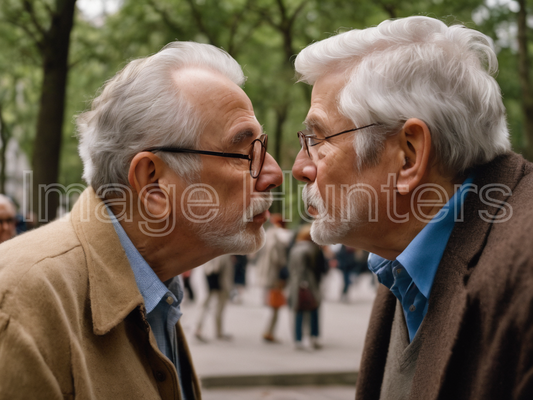 Elderly men sharing a close moment