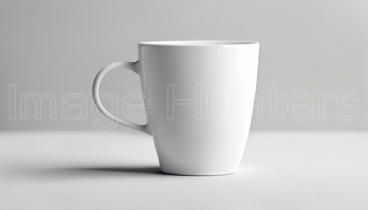 Clean white ceramic cup mockup on neutral background