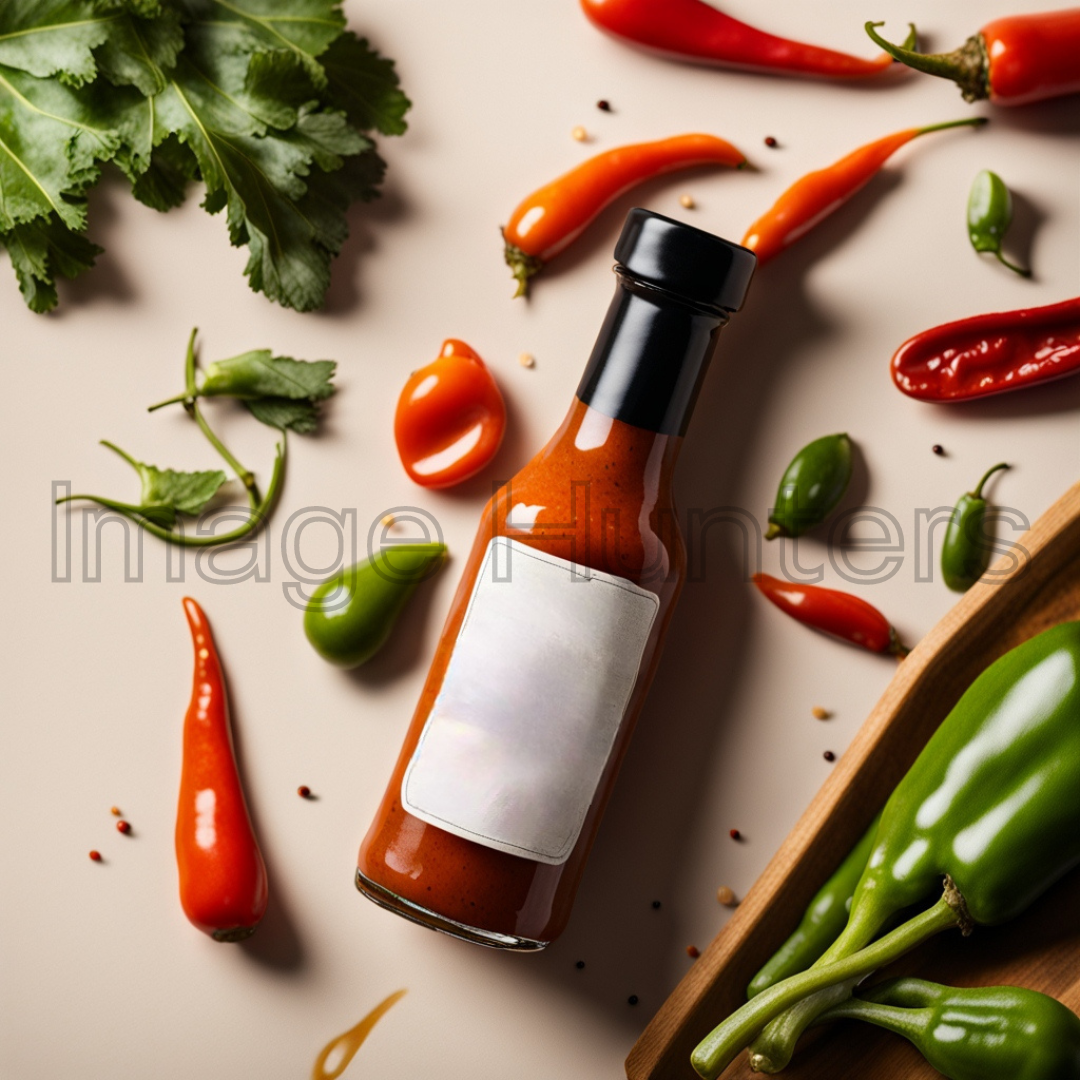 Artisanal Hot Sauce Product and Advertising Layout