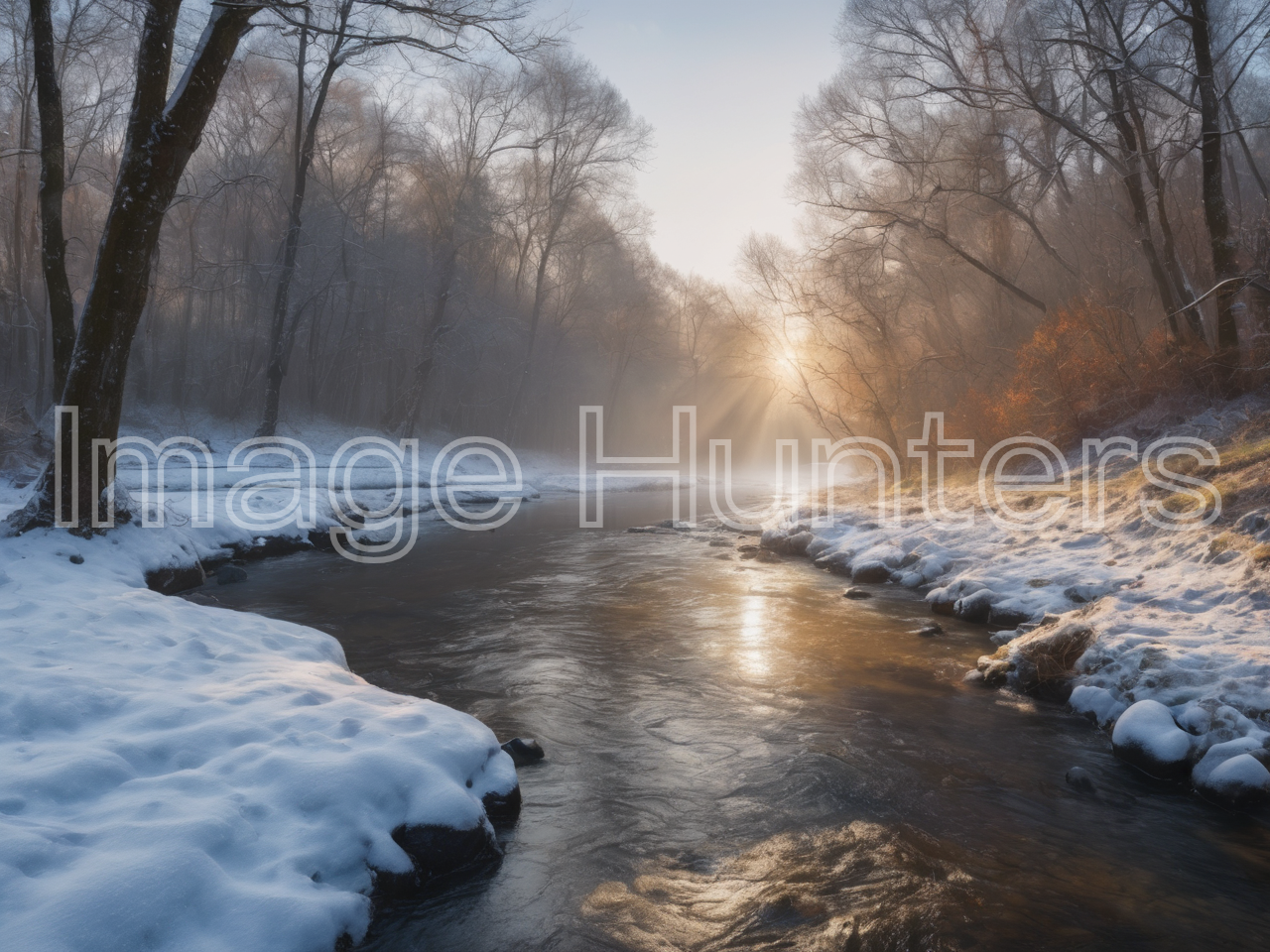 Winter River Serenity in a Natural Landscape