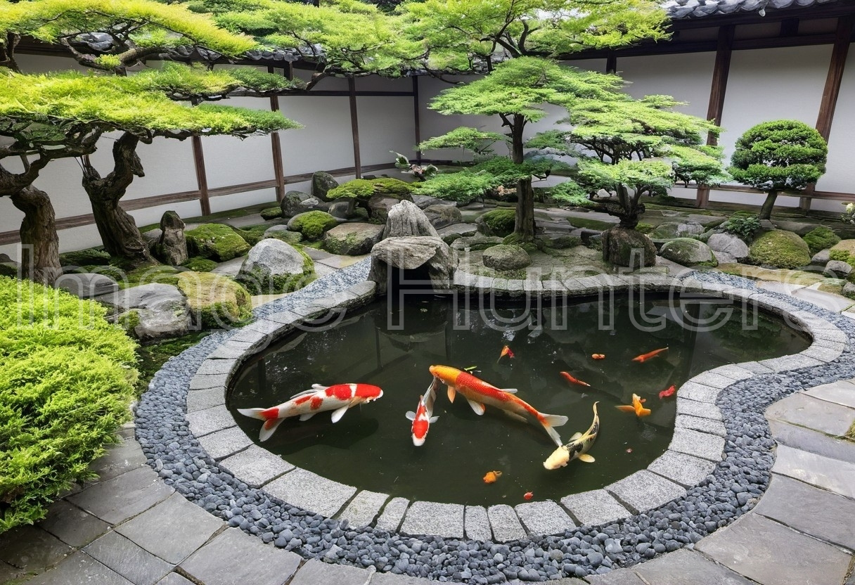 Tranquil Zen Garden with Koi Pond