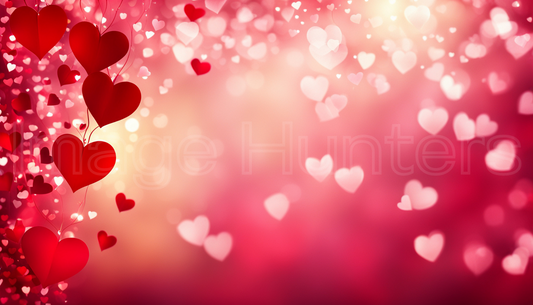 Red Hearts on Romantic Bokeh Background