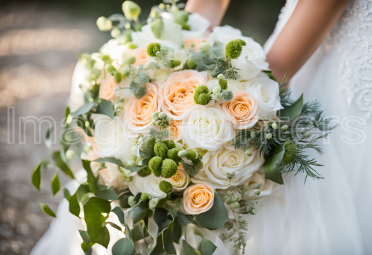 A bride holding a beautiful bouquet