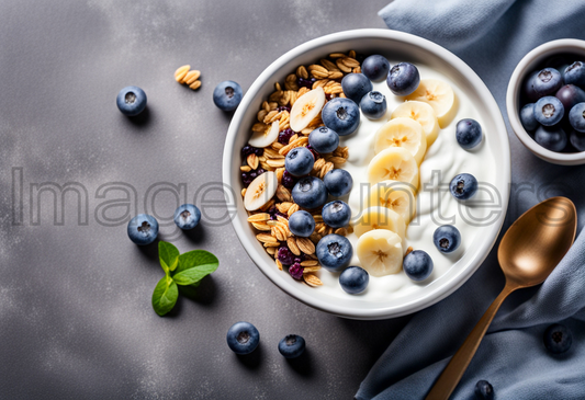 Delicious Granola Bowl with Yogurt, Blueberries, and Banana