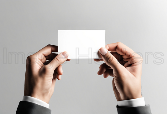 Businessman Holding Plain White Business Card Mockup