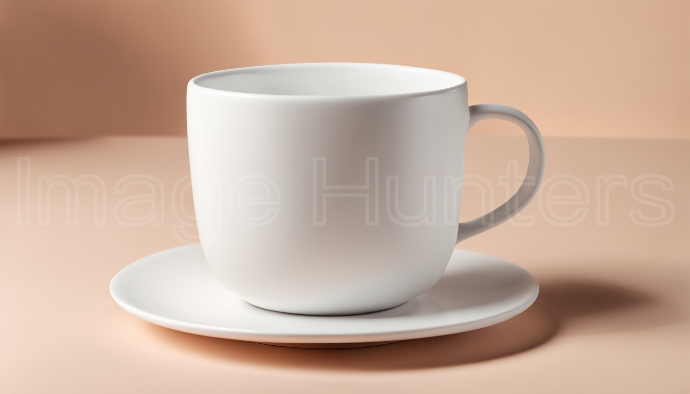 Clean white ceramic cup mockup on neutral background