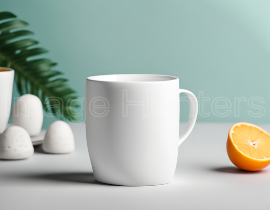 Clean white ceramic cup mockup