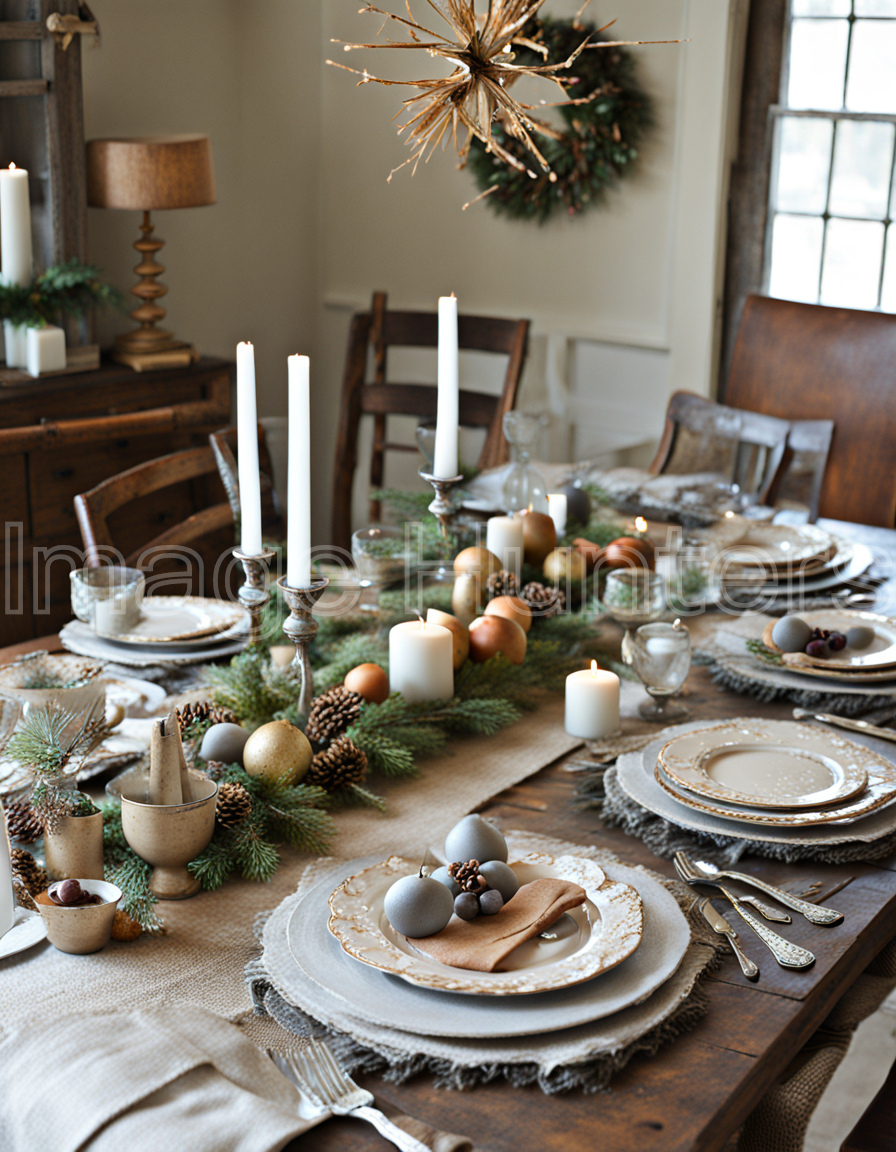 Rustic New Year's brunch table setting