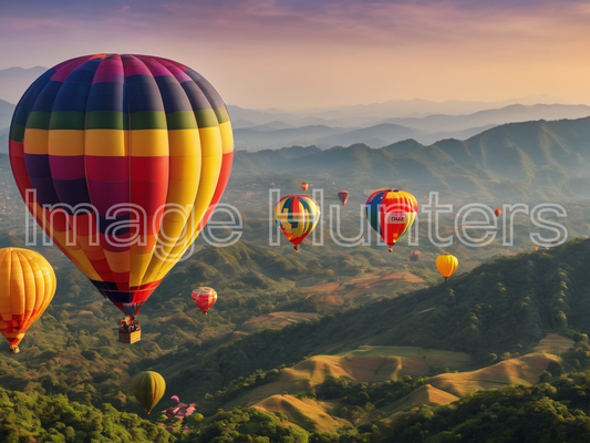 Hot Air Balloons Over Chiang Mai Mountains