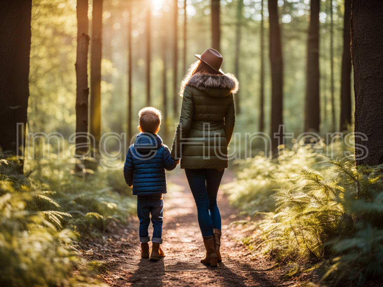 Mother and Son in Forest