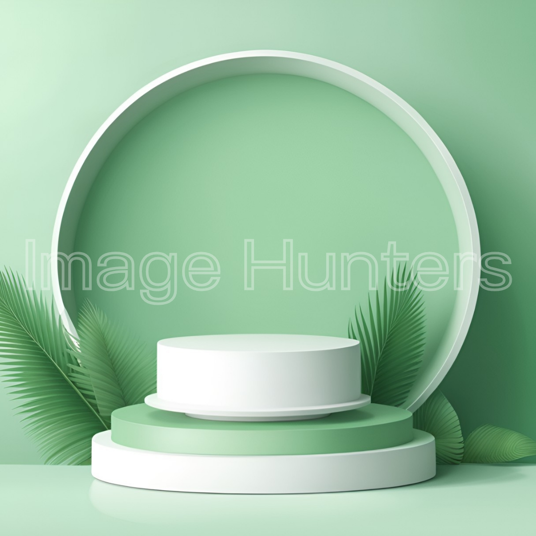 Minimalist Green Background 3D Product Display for Summer