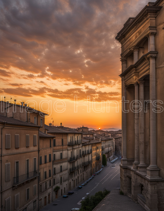  sunrise over Bagnoreggio, revealing the enchanting landscape of Lazio, Italy in warm morning hues