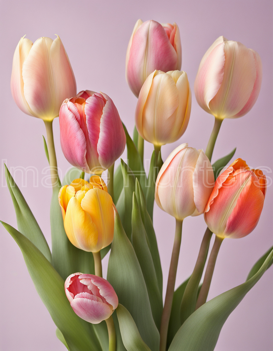 Elegant Tulip Bouquet on Soft Pastel Background