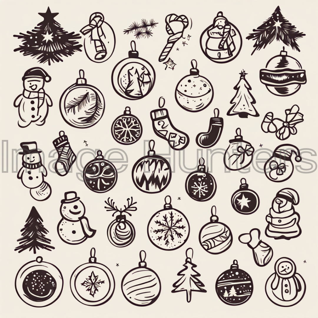 Hand-drawn Christmas icons and elements