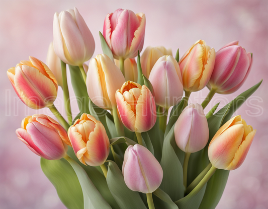 Elegant Tulip Bouquet on Soft Pastel Background