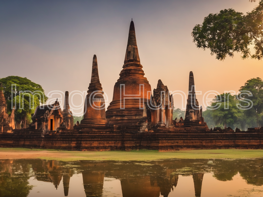 Ancient Thai Temple Amidst Historical Park in Thailand