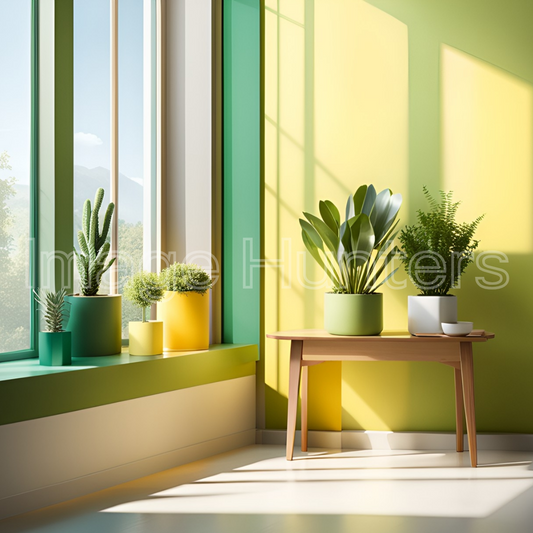 potted plants bask in sunlight by the window