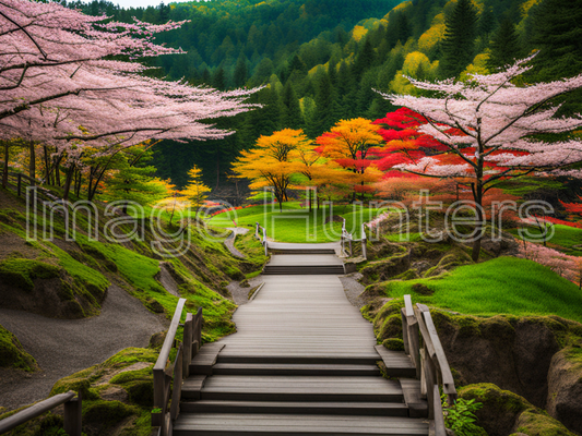 Autumn Trees and A Bridge