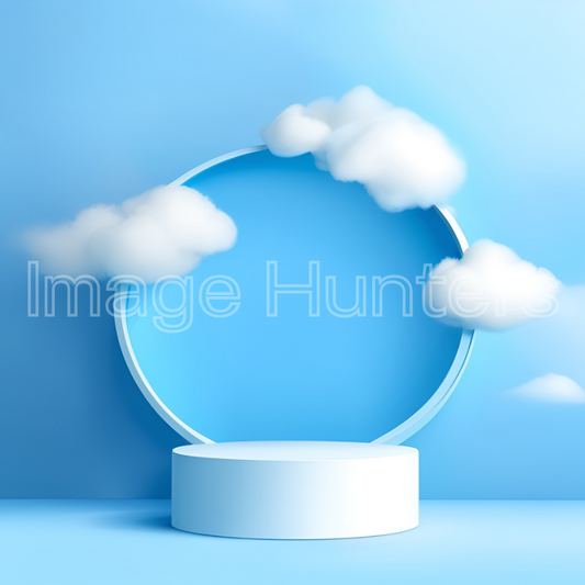 Minimalist Blue & White 3D Product Display