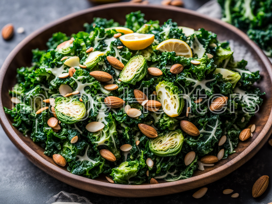  Kale & Brussels Sprout Salad with Almonds & Lemon Dressing